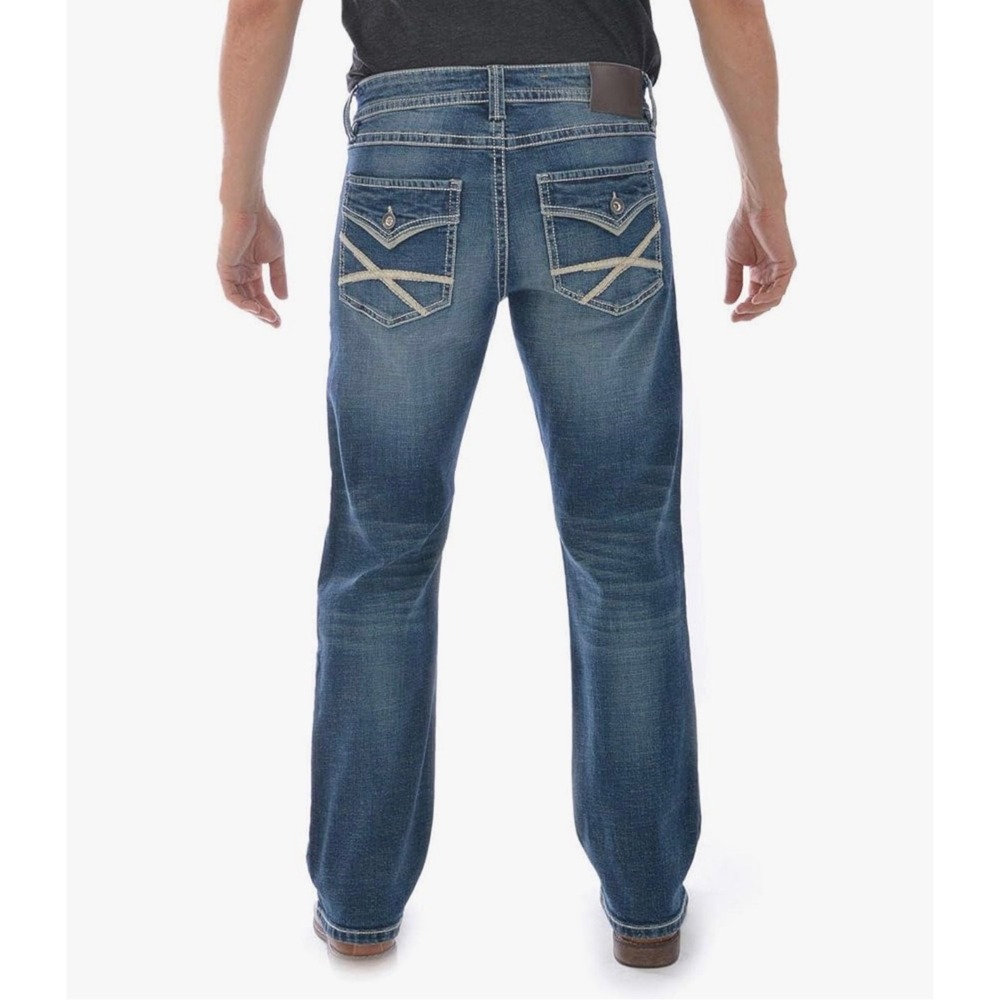 TK Axel Mens Slim Boot Jeans 32x30 Medium Wash Blue Denim Embroidered Pockets